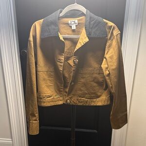 Flynn Skye Women's Tan Utility Jacket with Dark Collar